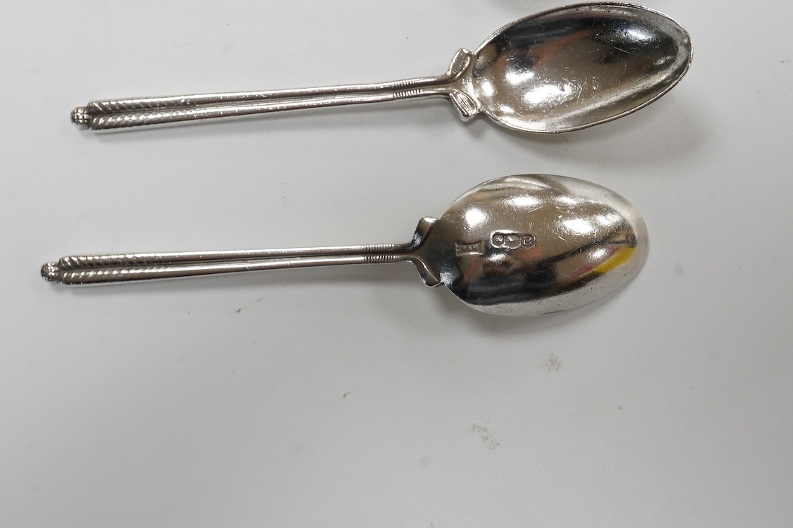 A matched set of three 19th century silver fiddle pattern tablespoons, Josiah Piercy I, London, 1828(2) and The Lias Brothers, London 1831, together with a George III silver Old English pattern sauce ladle Peter & Willia